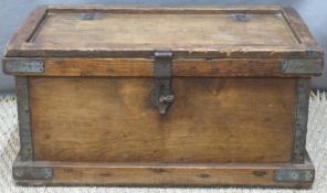 A metal bound trunk/ storage box,