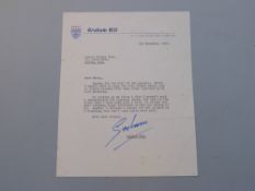 Graham Hill signed letter dated 1968 relating to Auriol Rowing Club