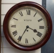 A late 19th / early 20thC mahogany cased fusee wall clock, the dial and case marked WC & PR,