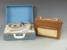 Vintage c1960s Westminster portable record player and a Heathkit Oxford leather cased portable