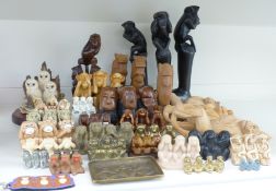 Border Fine Arts model of three owls together with a collection of sets of three wise monkeys