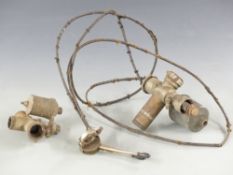 Brown & Barlow vintage motorbike carburettor and twin levers together with a smaller carburettor