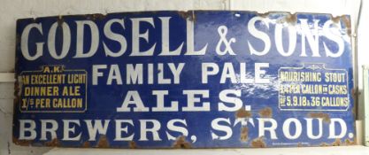 Godsell and Sons Brewers', Stroud vintage enamel advertising sign by the British Enamelled Iron Co,