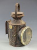 Midland Railway tri-coloured lamp with Midland Railway 15389B brass plaques to base and top