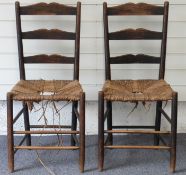 Peter van der Waals for Ernest Gimson Cotswold School Arts and Crafts two rush seated chairs.