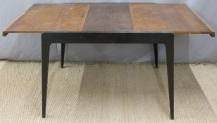 Retro rosewood / teak extending table and four chairs, the table with storage under,