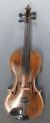 German violin labelled The Ruggen model with two piece 36.