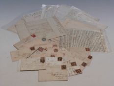 A small quantity of GB 1d red brown on cover and others and pre stamp family correspondence on