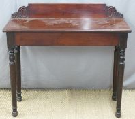 19thC rosewood side or hall table raised on turned legs,