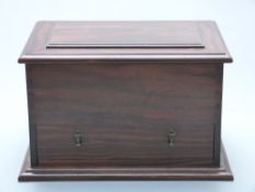 Ernest Gimson Cotswold School Arts and Crafts rosewood or coromandel jewellery box, W34 x D24 x H20.