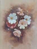 Malachi (Malcolm Smith, South African, 1948-2012) watercolour of Cosmos flowers,