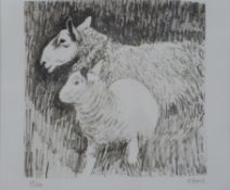 Henry Moore signed limited edition 15/50 print 'Sheep and Lamb 1974' 22x23cm