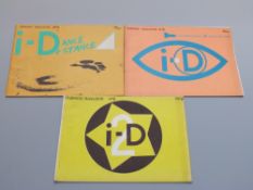 Three copies of i-D fashion magazine issues 5, 6 and 7, c1981.