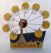 Vintage La Pile Lechanché French battery advertising stand with light up globe to centre,