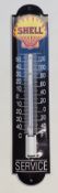 Shell Service enamel vintage car interest thermometer,
