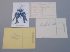 Three autographed cards comprising David Attenborough 1962 on BOAC Comet postcard,