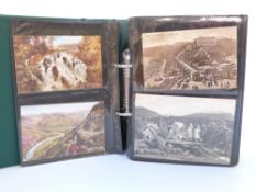 Album of mainly British topographical postcards including Jersey, Llangollen, Isle Of Man, Wales,
