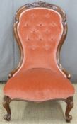 A 19thC button-back nursing chair