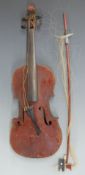 Anonymous mid twentieth century full size violin, 36cm two piece back,