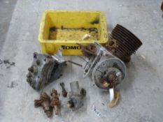 Villiers motorbike engine with parts including gearbox