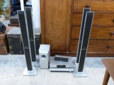 Panasonic sound/cinema system including four floor standing speakers, subwoofer,