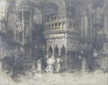 Hedley Fitton signed engraving The Shrine of Edward the Confessor,