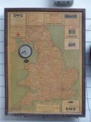 Cirencester distance clock chart with pins to guide the string which in turn is read off from a