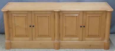 Satinwood four door cabinet with inlaid decoration,