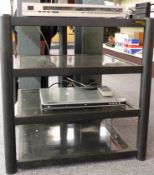 Hitachi AM-FM Turner model no FT-5500 together with an AS DVD player, on a black finish,