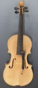 Anonymous, unfinished violin, no varnish, incomplete purfling, 35.