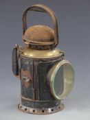 GWR tri colour railway hand lamp marked T E Bladon & Son B'ham GWR