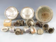 Quantity of vintage car lamps to include CAV DH fork mounted examples, Brolt and CAV sidelights,
