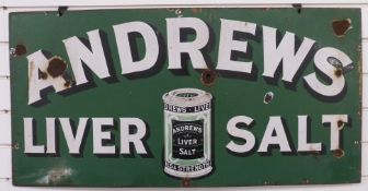 Andrews Liver Salt pictorial vintage enamel advertising sign,