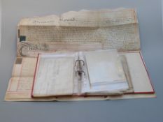 Twelve 18thC documents relating to leases, earliest 1747,