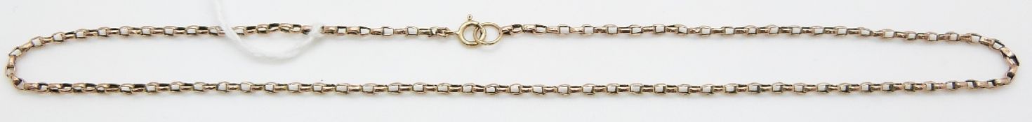 A 9ct rose gold belcher necklace, 2.6g