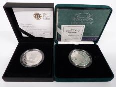 Two silver proof Piedfort £5 coins including 2009 Henry VIII and Queen Mother Centenary Year