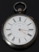 Thomas Russell & Sons hallmarked silver centre seconds chronograph pocket watch with stepped white