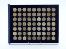 Sixty three English sixpences in a collectors' case, Edward VII through to a proof 1870 example,