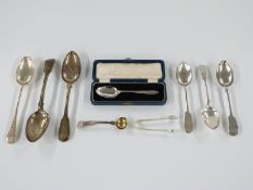 A quantity of Victorian and later hallmarked silver cutlery including a pair of fiddle and shell