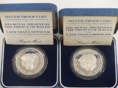 Two Royal Mint 1981 Prince of Wales and Lady Diana Spencer silver proof crowns, both in original
