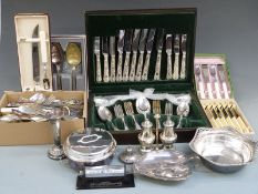A quantity of silver plate including canteen of King's pattern cutlery, further cased cutlery,