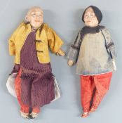 Two Chinese dolls in traditional costume, circa 1900-1920, height 26cm