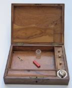 Jerusalem/ Holy Land olive wood writing box with fitted interior, 24cm x 18cm