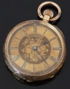 John Neve Masters Ltd of Rye, Sussex 18ct gold keyless winding open faced pocket watch with black