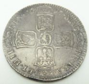1697 William III half crown, NONO edge, toned, VF+