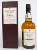 Glen Elgin Distillery 12 year old Speyside single pot still malt whisky, 70cl, 43% vol, in