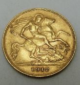 George V 1912 gold half sovereign