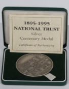 Royal Mint National Trust 1895-1995 commemorative silver centenary medal, 152g, with certificate