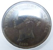 Victorian 1855 copper penny PT unc