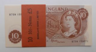Fforde banded 10 shilling notes, ten in all, uncirculated, B75M 159071-159080